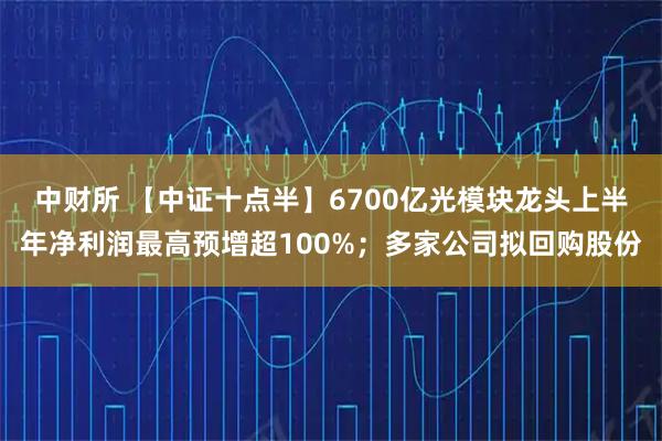 中财所 【中证十点半】6700亿光模块龙头上半年净利润最高预增超100%；多家公司拟回购股份