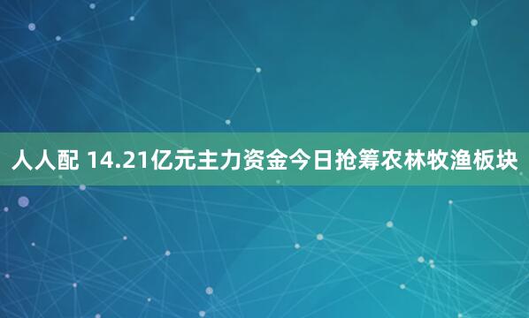人人配 14.21亿元主力资金今日抢筹农林牧渔板块