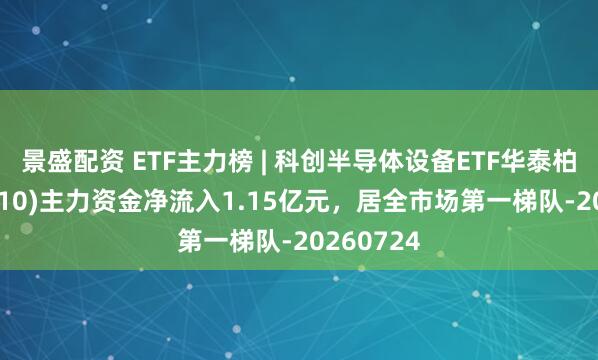 景盛配资 ETF主力榜 | 科创半导体设备ETF华泰柏瑞(588710)主力资金净流入1.15亿元，居全市场第一梯队-20260724