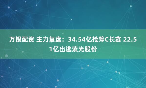 万银配资 主力复盘：34.54亿抢筹C长鑫 22.51亿出逃紫光股份